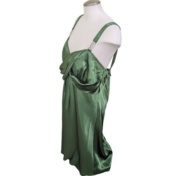 Vintage Y2K Niki Livas NEW Formal Hoco Designer Dress Plus Size 20W Green Satiny - Picture 3 of 9